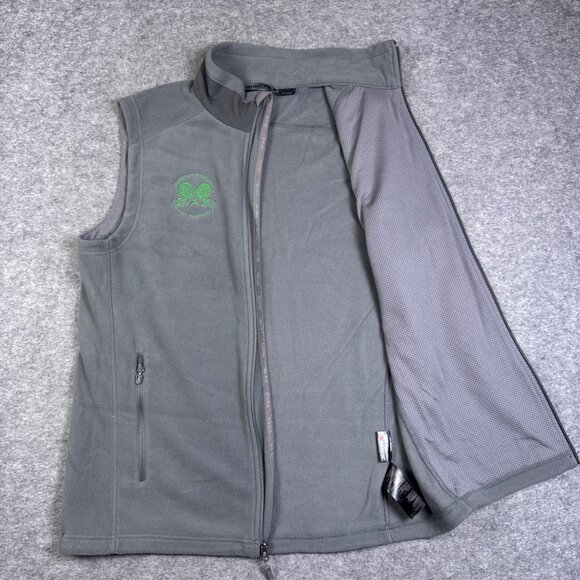 Marmot Vest Mens Large Gray Polartec Fleece Pockets Orange Lawn Tennis Club - Picture 8 of 11